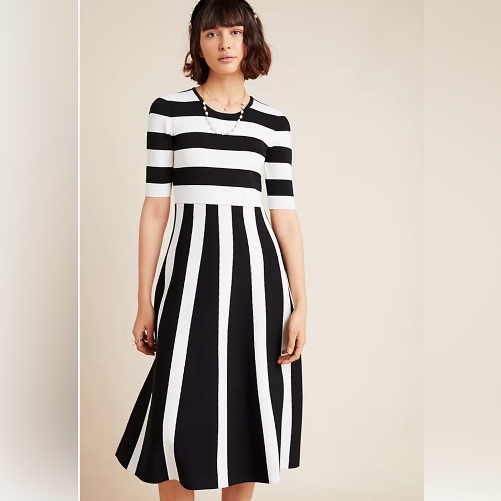 NWT, Anthropologie's Bailey / 44, Tori stripped dress, black and white, XS